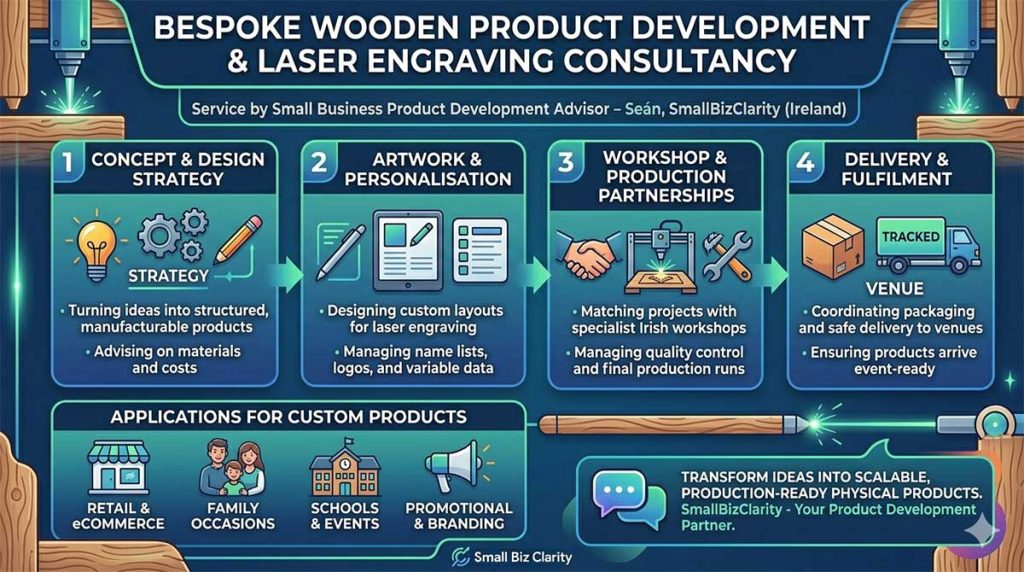 Custom Laser Engraved Wooden Product Development Consultant Ireland