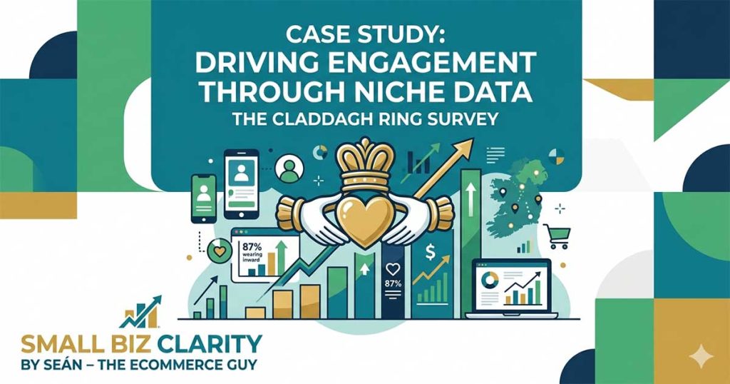Learn how original survey data can boost SEO and brand authority. Using a Claddagh ring survey as a case study, I demonstrate how to turn customer insights into high-value content for small online businesses. By Seán – The Ecommerce Guy at Small Biz Clarity